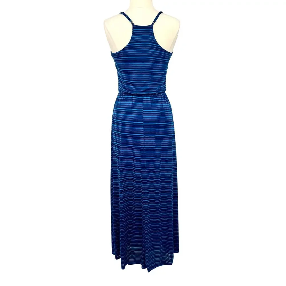 Lauren Conrad Womens Blue Striped Racerback Maxi Dress Size Small Casual Resort